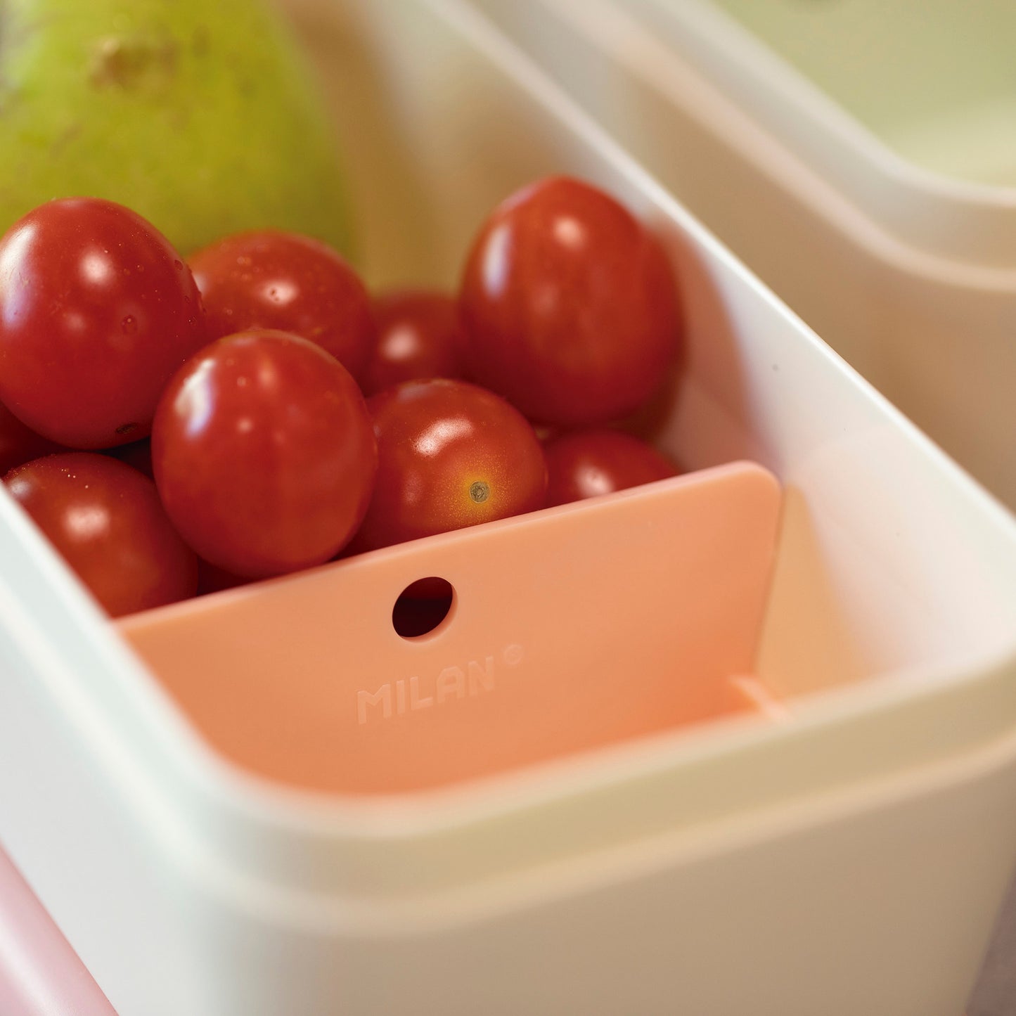 MILAN Recipiente para alimentos rectangular BPA Free, tapa rosa