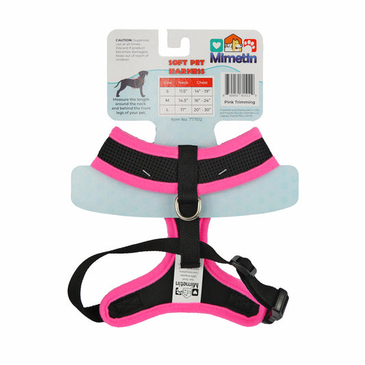 Mimetin Soft Pet Harness Adjustable Walking Pet Harness, Pink, S (14" to 19" Chest Size)
