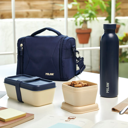 MILAN Recipiente para alimentos rectangular BPA Free con tapa Azul