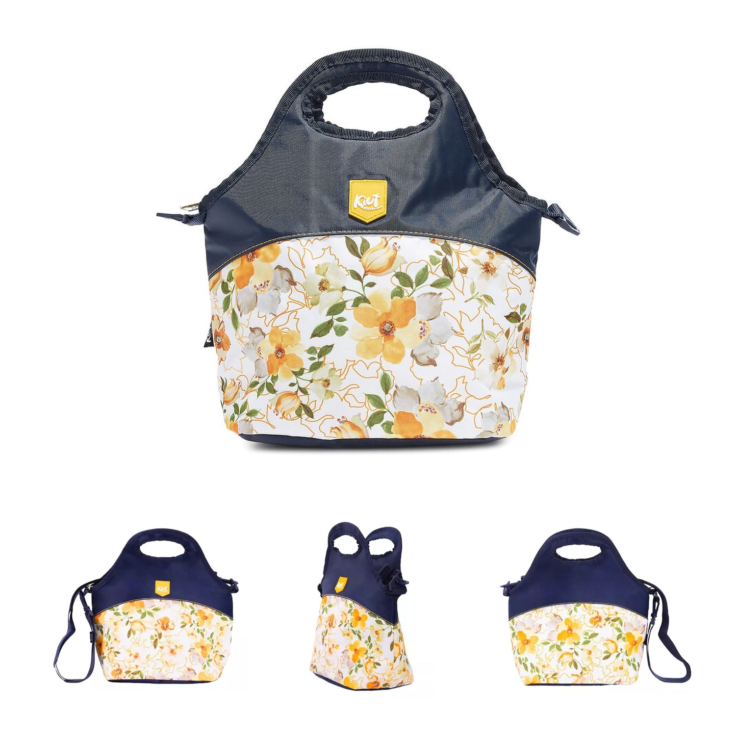 Norma Kiut Yellow Flower Thermal Fabric Lunch Bag Multicolor