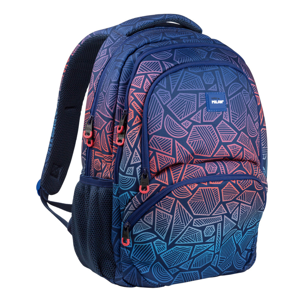 Mochila Grande MILAN Fit Azul-Rojo Multicolor