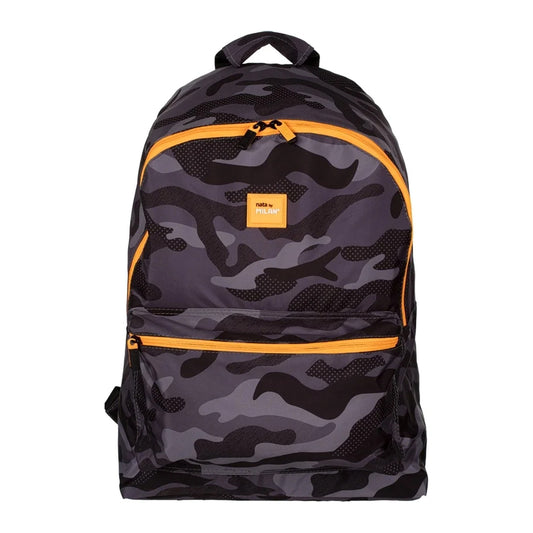 MILAN Large Backpack Black-Orange Camouflage Multicolor