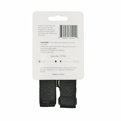 Mimetin Leash y collar ajustable  para perro, negro, talla única, juego de 2 piezas