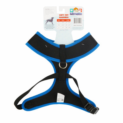 Mimetin Soft Pet Harness Adjustable Walking Pet Harness, Blue, L (20" to 30" Chest Size)