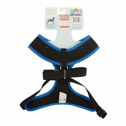 Mimetin Arnés Suave con Correa Ajustable para Pasear a tu perro,Borde Azul, L (20« a 30» de Pecho) Juego de 2 Piezas