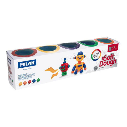 MILAN Soft Dough Glitter Colors Play Dough - 5 Color Multicolor