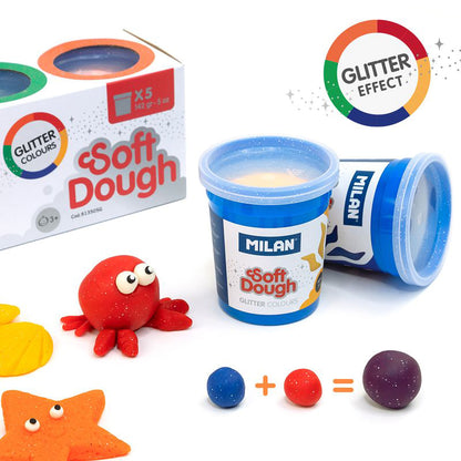 MILAN Glitter Soft Dough- 5 Colores Multicolor