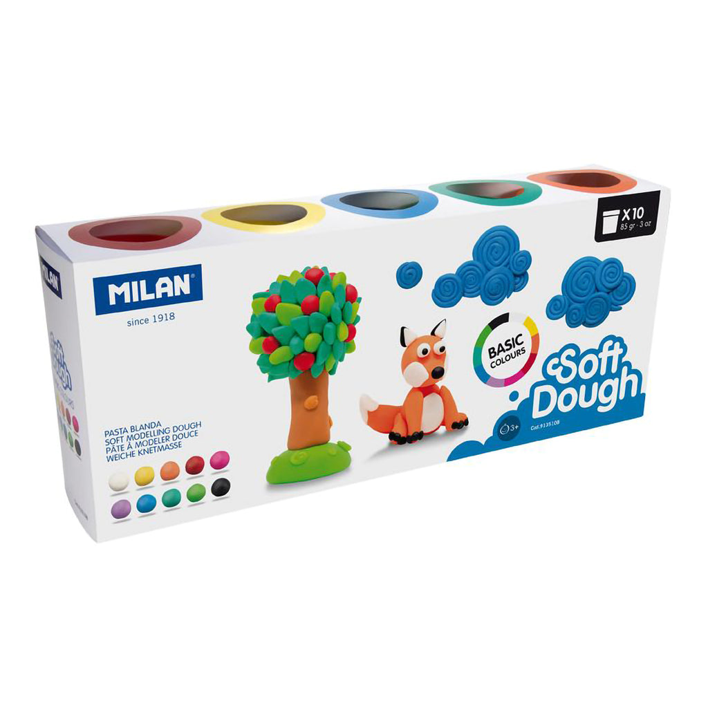 MILAN Soft Dough Basic Colors Play Dough - 10 Color Multicolor