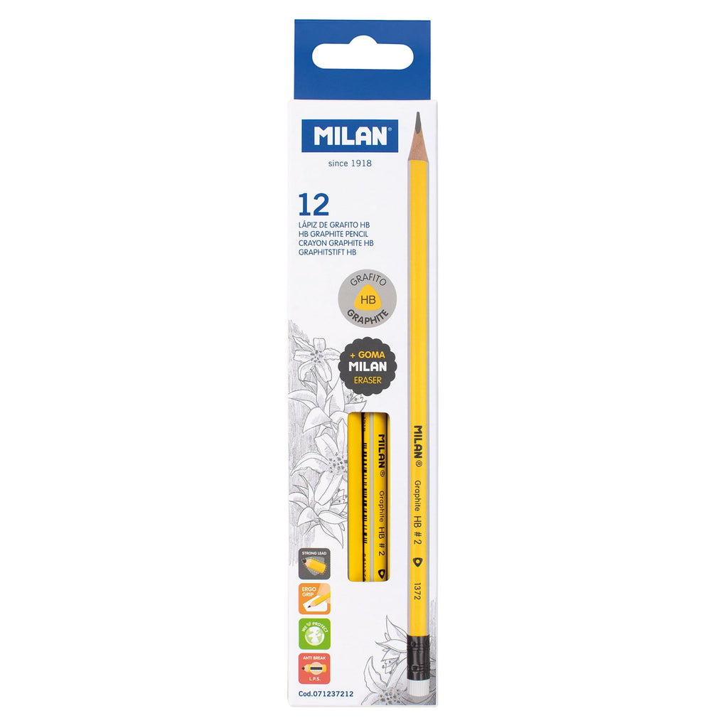 MILAN Triangular Graphite Pencils, #2 HB Lead, Yellow, 12 Count