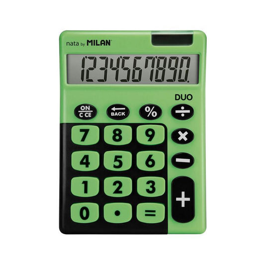 MILAN Duo Desktop Calculator, Battery and Solar Power, Multicolor Green