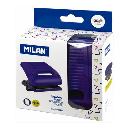 MILAN 2-Hole Manual Hole Punch, 15 Sheet Capacity, Blue
