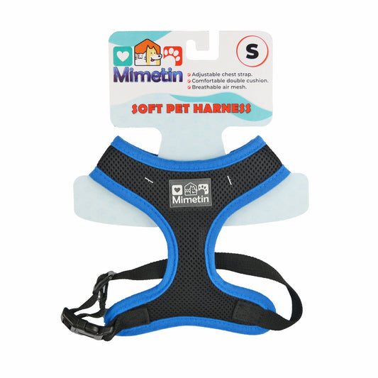 Mimetin Soft Pet Harness Adjustable Walking Pet Harness, Blue, S (14" to 19" Chest Size)