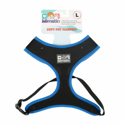 Mimetin Soft Pet Harness Adjustable Walking Pet Harness, Blue, L (20" to 30" Chest Size)